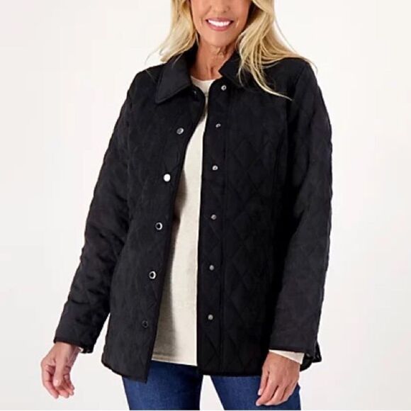 Isaac Mizrahi Faux Suede Quilted Barn Jacket - Picture 1 of 5
